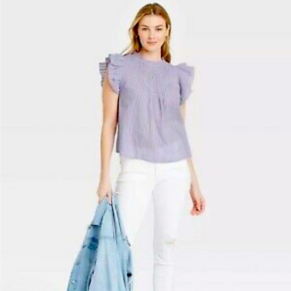 UNIVERSAL THREAD | Ruffle Sleeveless Eyelet Blouse